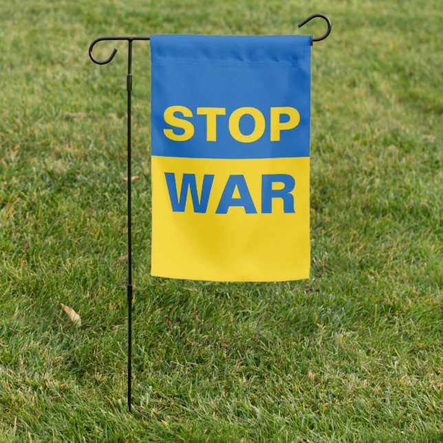 Stop War Ukraine Ukrainian Garden Flag (In SItu)