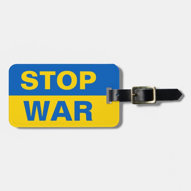 Stop War Ukraine Ukrainian Luggage Tag (Front Horizontal)