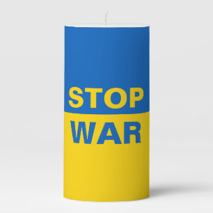 Stop War Ukraine Ukrainian Pillar Candle