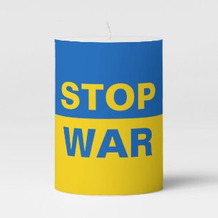Stop War Ukraine Ukrainian Pillar Candle