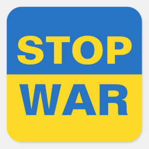 Stop War Ukraine Ukrainian Square Sticker