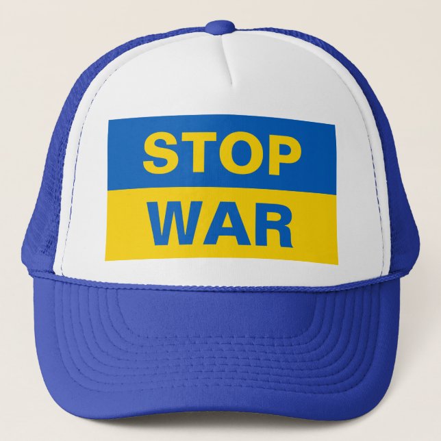 Stop War Ukraine Ukrainian Trucker Hat (Front)