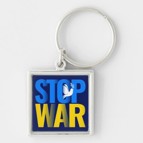 Stop War with Dove Symbol Keychain