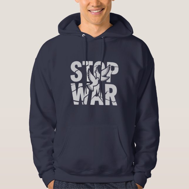 "STOP WAR" with Multiple Peace Doves T-Shirt Hoodie (Front)