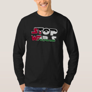Stop Wars Palestine Flag text Typography design T-Shirt