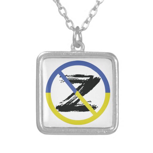 Stop was Throw Pillow in Ukraine Silver Plated Necklace