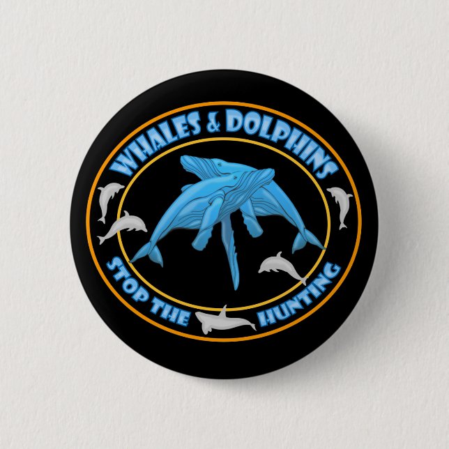 Stop Whale Hunting Pinback Button (Front)
