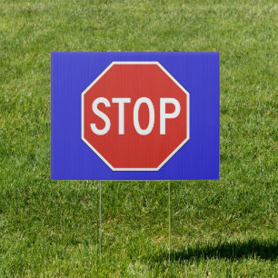 Stop Yard Sign • Blue Background