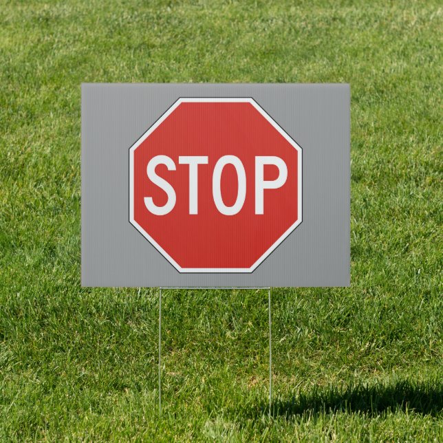 Stop Yard Sign • Gray Background (Insitu)