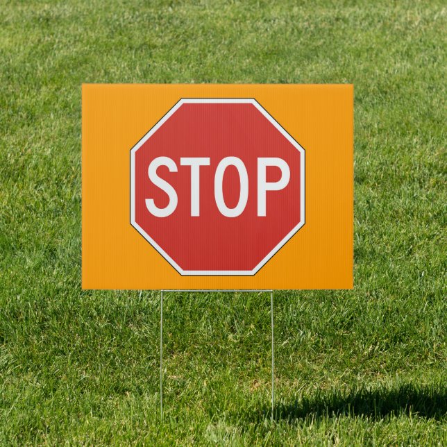 Stop Yard Sign • Orange Background (Insitu)