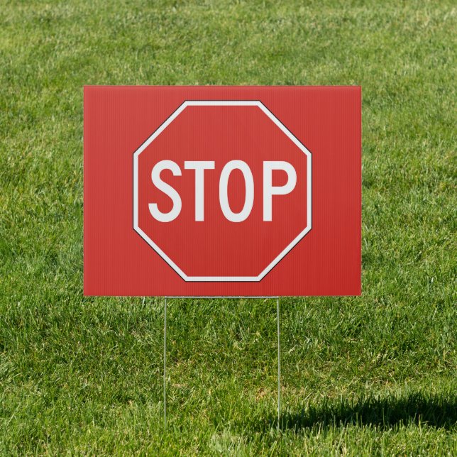 Stop Yard Sign • Red Background (Insitu)