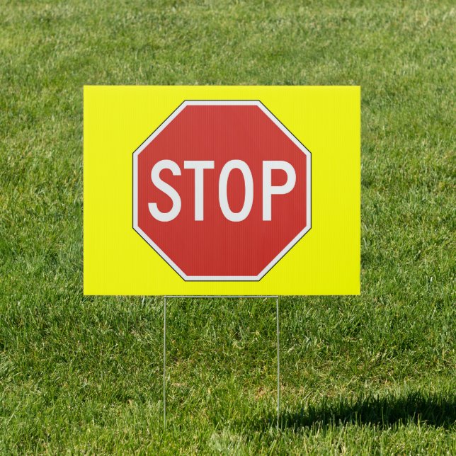 Stop Yard Sign • Yellow Background (Insitu)