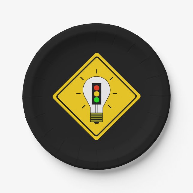 Stoplight Lightbulb Ahead Paper Plates (Front)