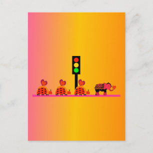 Stoplight with Heart Caravan, Dreamy Background Postcard