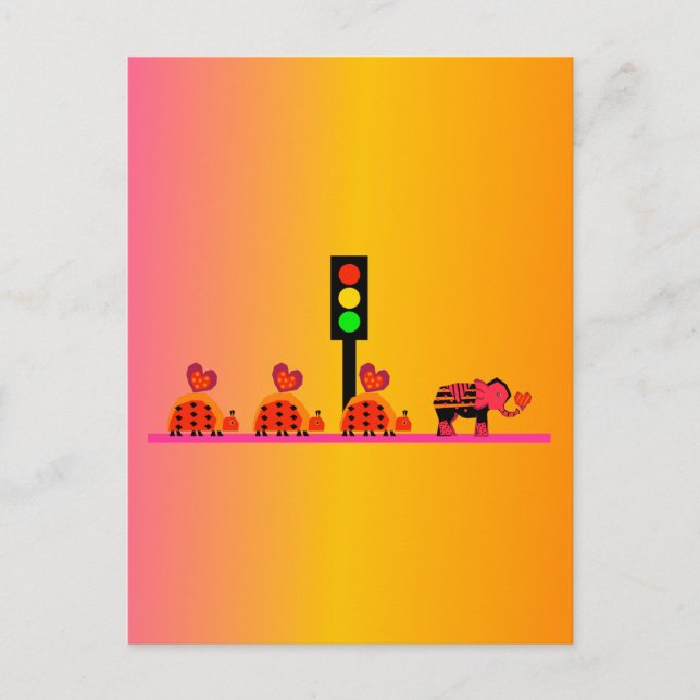 Stoplight with Heart Caravan, Dreamy Background Postcard (Front)