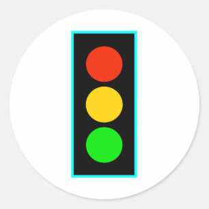 Stoplight with Light Blue Border Classic Round Sticker