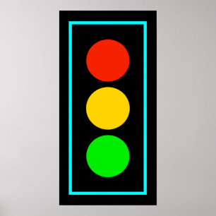 Stoplight with Light Blue Border Poster