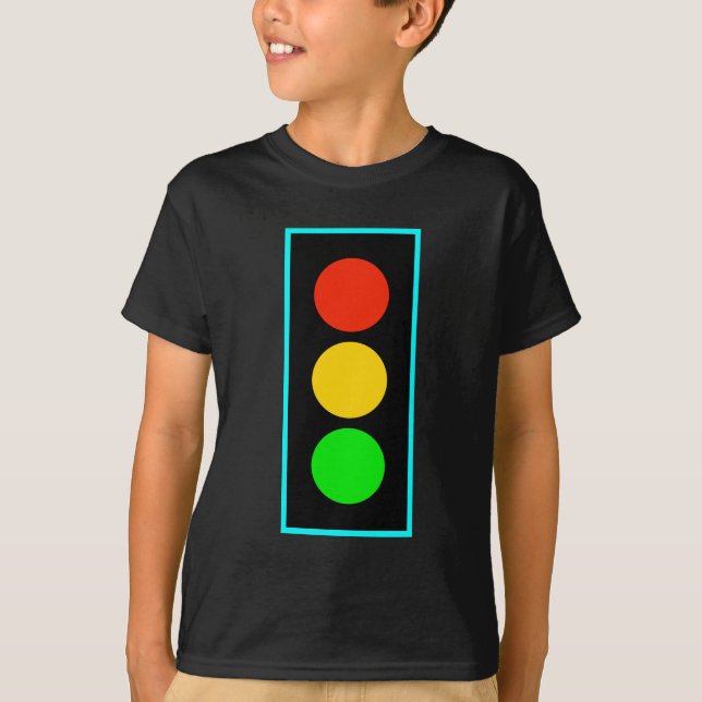 Stoplight with Light Blue Border T-Shirt (Front)