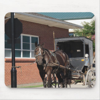 Stopped for a Spell, An Amiish Horse at stop sign Mouse Pad