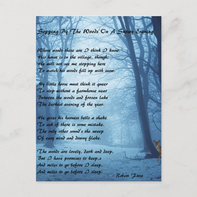 Stopping By The Woods by: Robert Frost Postcard (Front)