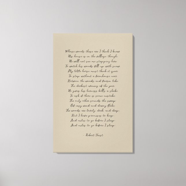 Stopping by Woods on a Snowy Evening, Robert Frost Canvas Print (Front)