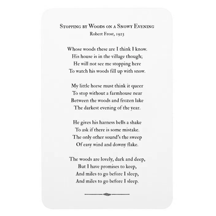 Stopping By Woods On A Snowy Evening Robert Frost Magnet Zazzle Com