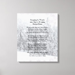 Stopping by Woods Snowy Evening Robert Frost Poem Canvas Print