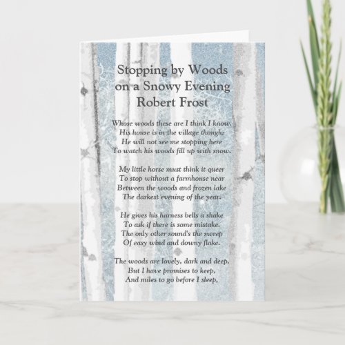 Stopping by Woods Snowy Evening Robert Frost Poem Card