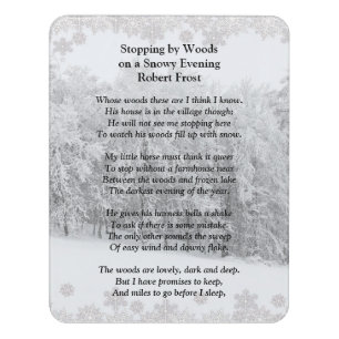 Stopping by Woods Snowy Evening Robert Frost Poem Door Sign