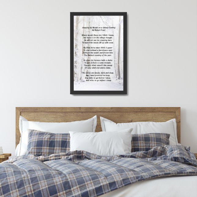 Stopping by Woods Snowy Evening Robert Frost Poem Framed Art (Bedroom)