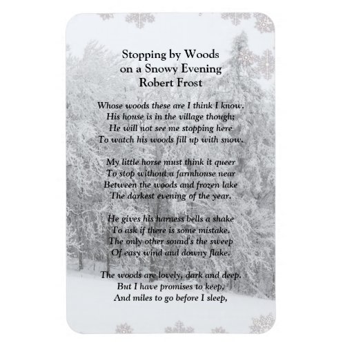 Stopping by Woods Snowy Evening Robert Frost Poem Magnet