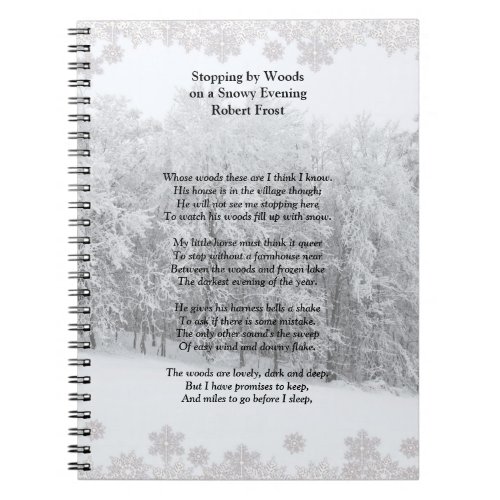 Stopping by Woods Snowy Evening Robert Frost Poem Notebook