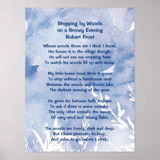 Stopping by Woods Snowy Evening Robert Frost Poem  Poster