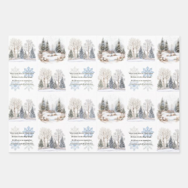 Stopping by Woods Wrapping Paper Sheets (Front)