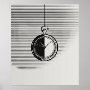Stopwatch clock modern minimalist line art poster