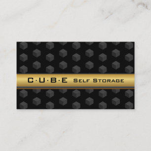 Storage Business Card Cube Box Black Gold 3D