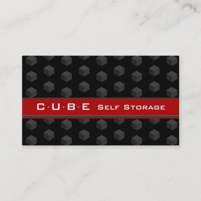 Storage Business Card Cube Box Black Red 3D (Front)