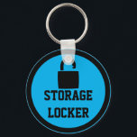 Storage Locker Blue Keychain<br><div class="desc">Here is a great way to keep your storage locker keys organized and easier to find. Blue and black graphic art design features a unlocked padlock.  Text message can easily be changed to read garden shed,  boat lock,  bike lock,  summer rental,  garage key,  gate key,  or other handy message.</div>