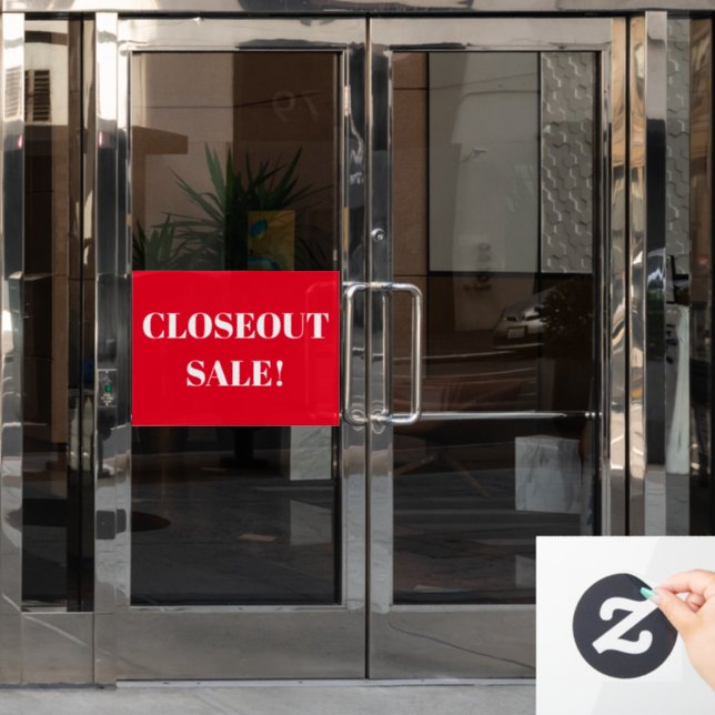 Store Closeout Sale Red Business Window Cling (Office Door)