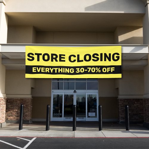 Store Closing Going Out of Business Black  Yellow Banner