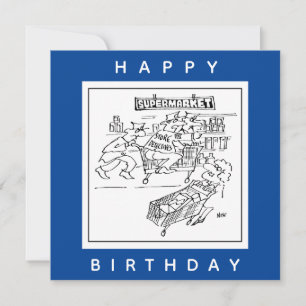 Store Detectives at a Supermarket Cartoon Card