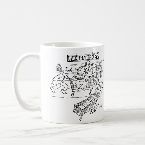 Store Detectives Riding a Supermarket Trolley Coffee Mug