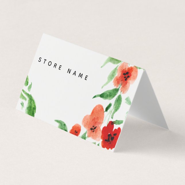 Store Folding Business Card Watercolor Floral (Front)