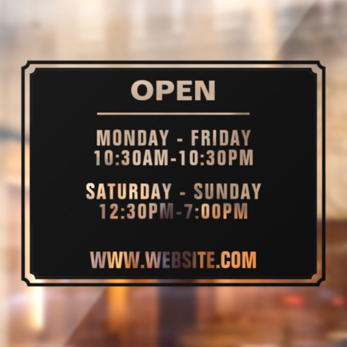 Store Hours Of Operation Website Black Transparent Window Cling