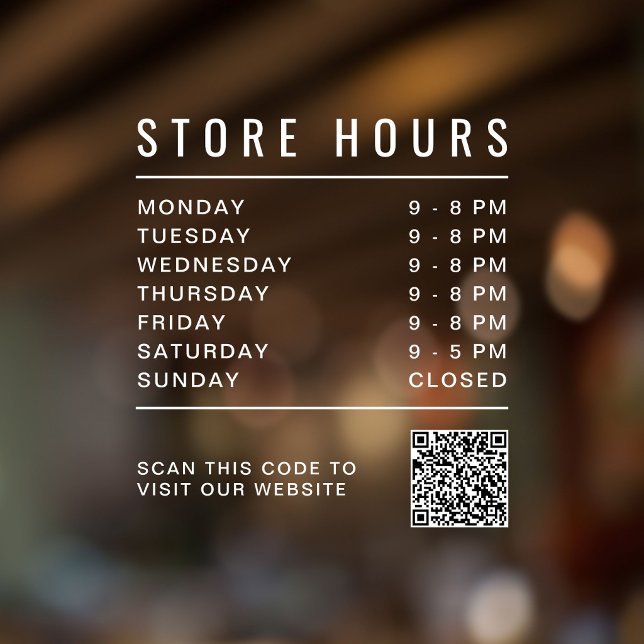 Store Hours QR Code Window Cling (Store Hours QR Code Window Cling)
