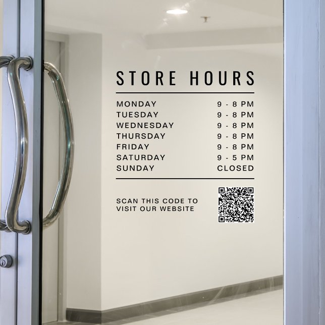 Store Hours QR Code Window Cling (Store Hours QR Code Window Cling)