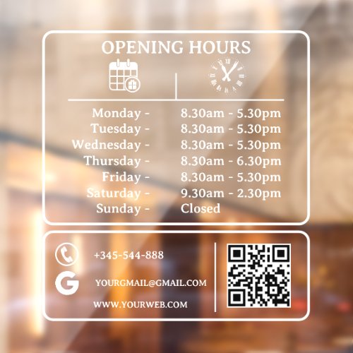 store hours window cling