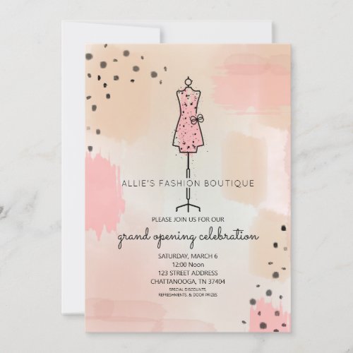 Store Opening Grand Opening Dress Form Pink Invitation