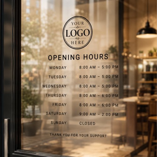 Store Opening Hours Logo Window Sign