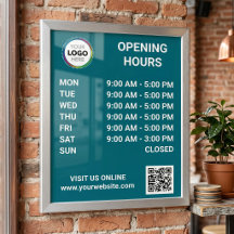 Store Opening Hours With Logo + QR Code - Modern